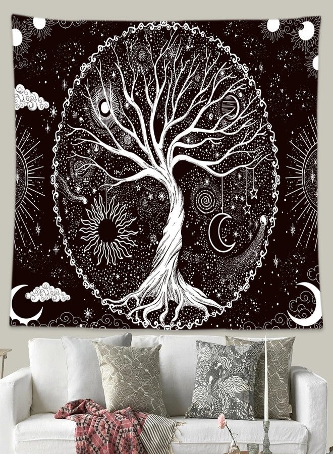 Wonrizon Tree of Life Tapestry,Black and White Galaxy Space Tapestries Aesthetic Psychedelic Wall Hanging decor for Living Room Bedroom (51.2" x 59.1") - Image 4